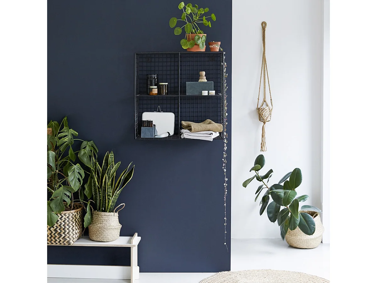 Scaffale da parete in metallo con 4 nicchie per bagno stile industriale