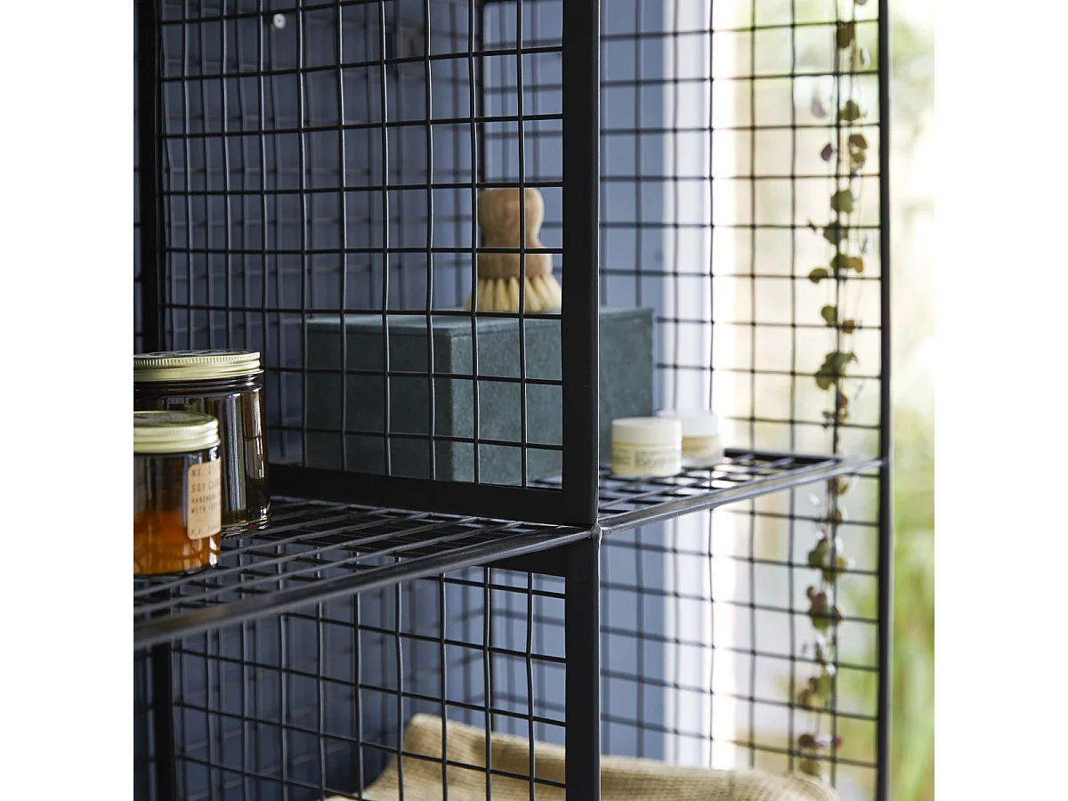 Scaffale da parete in metallo con 4 nicchie per bagno stile industriale