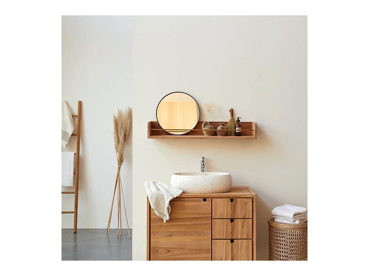 Etagère murale de Salle de Bain en bois de teck Sasha 100