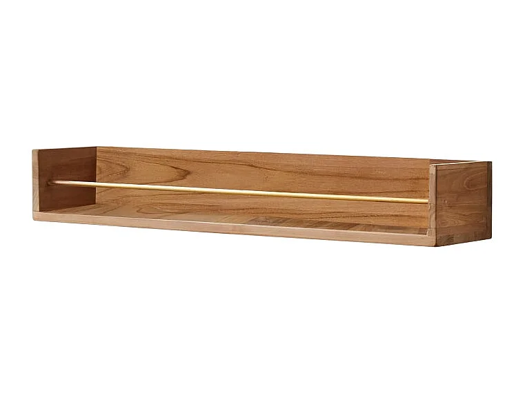 Wandregal für das Badezimmer aus Teak mit Messingstange Sasha 100