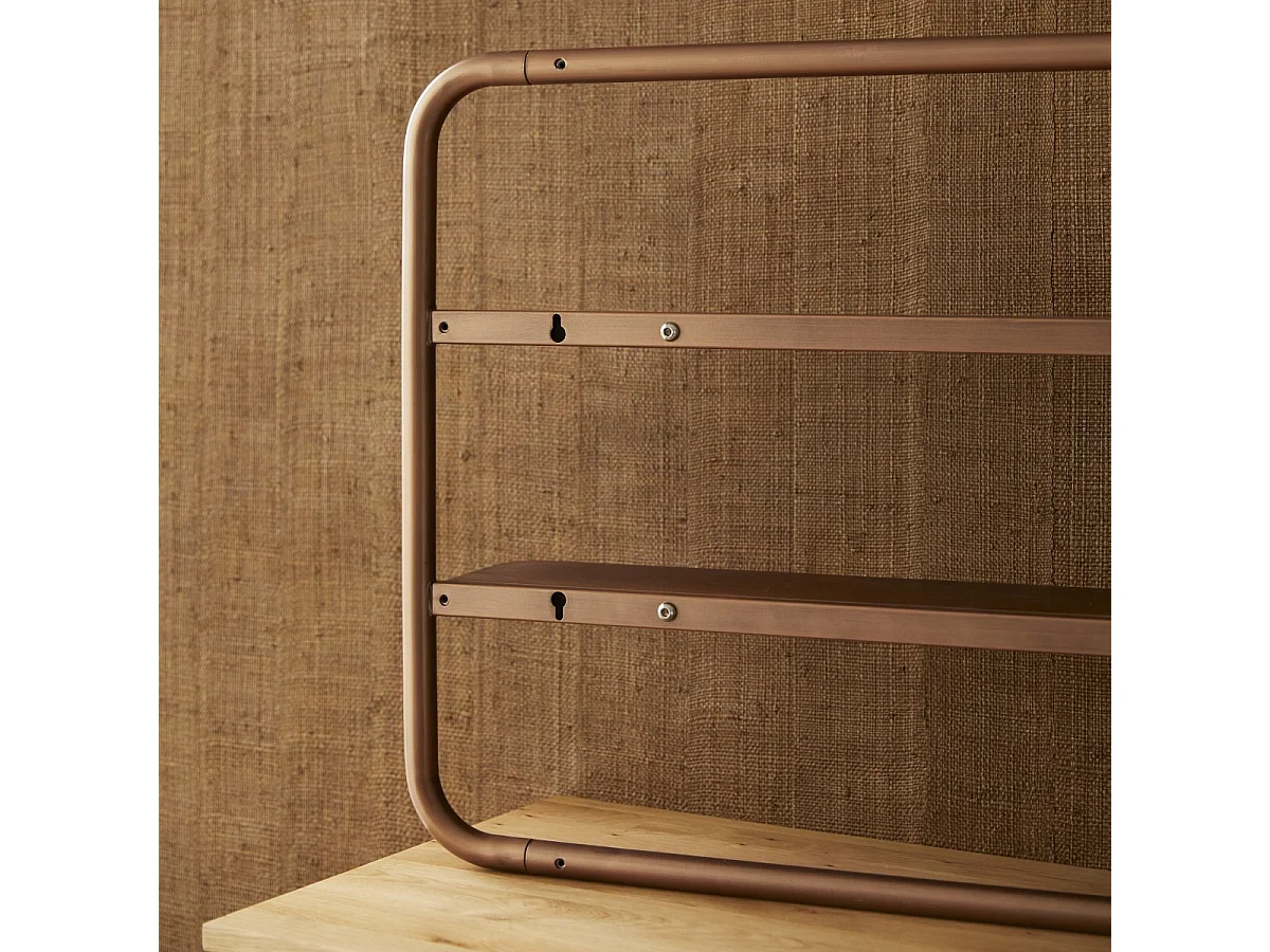 Spiegelregal Félicie aus Nussbaumholz und Messing