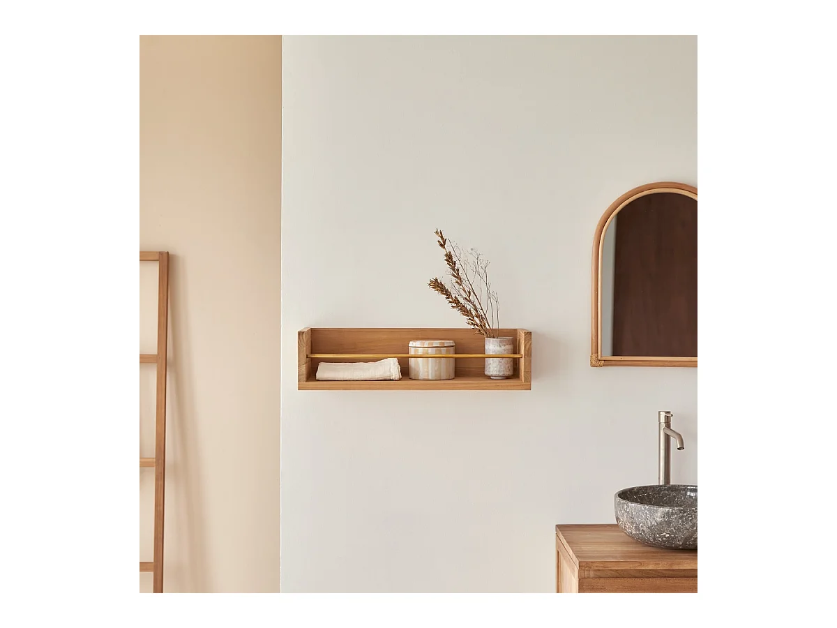 Etagère murale de Salle de Bain en bois de teck Sasha 60