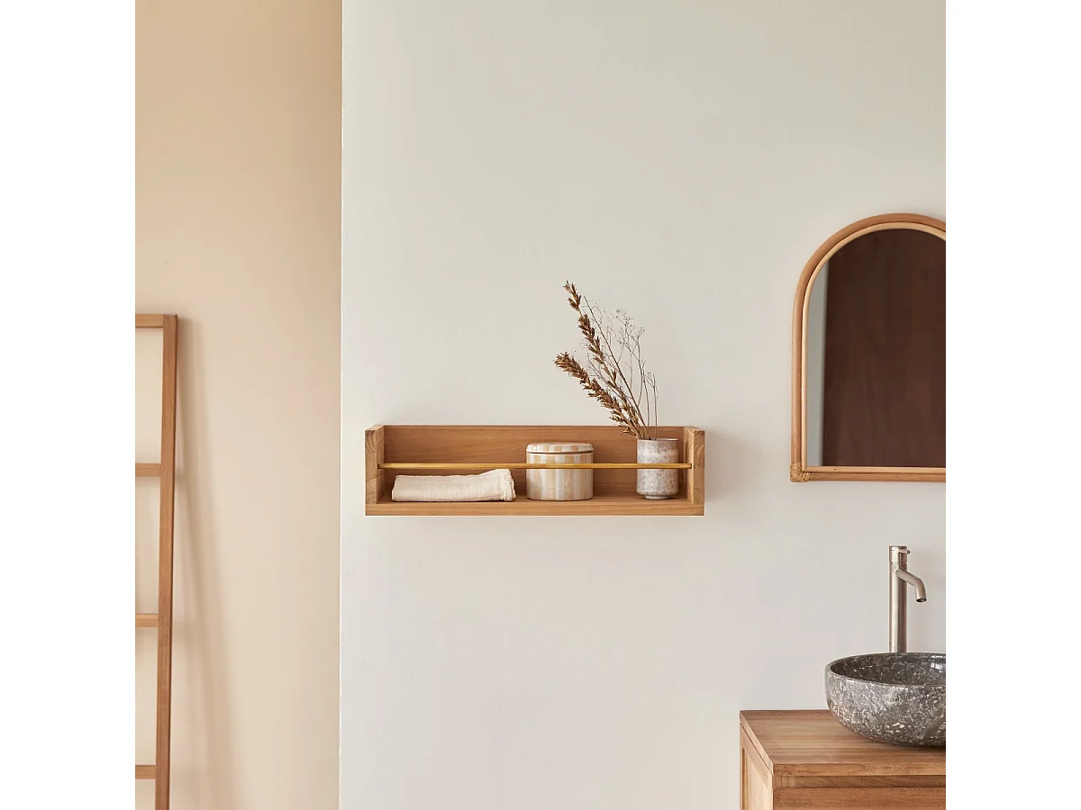 Etagère murale de Salle de Bain en bois de teck Sasha 60
