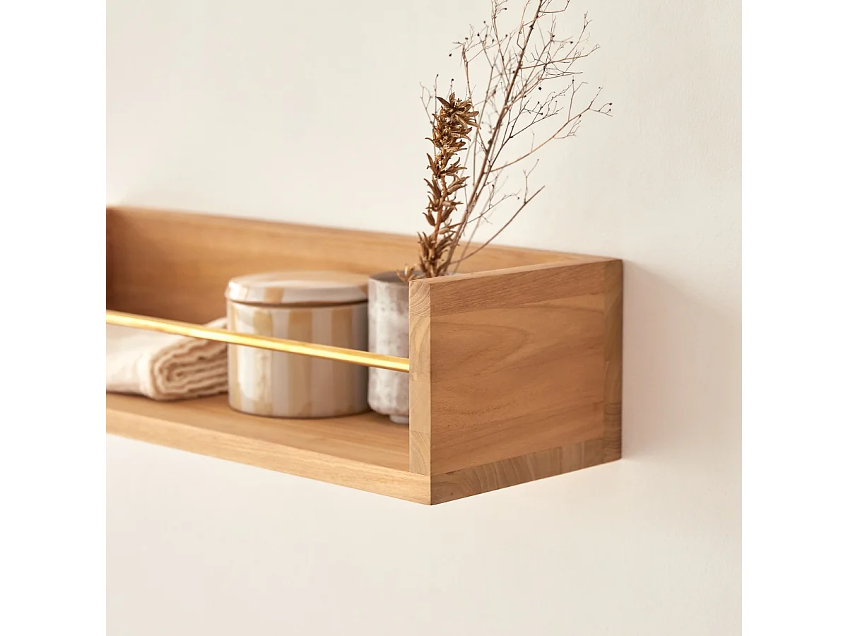 Etagère murale de Salle de Bain en bois de teck Sasha 60