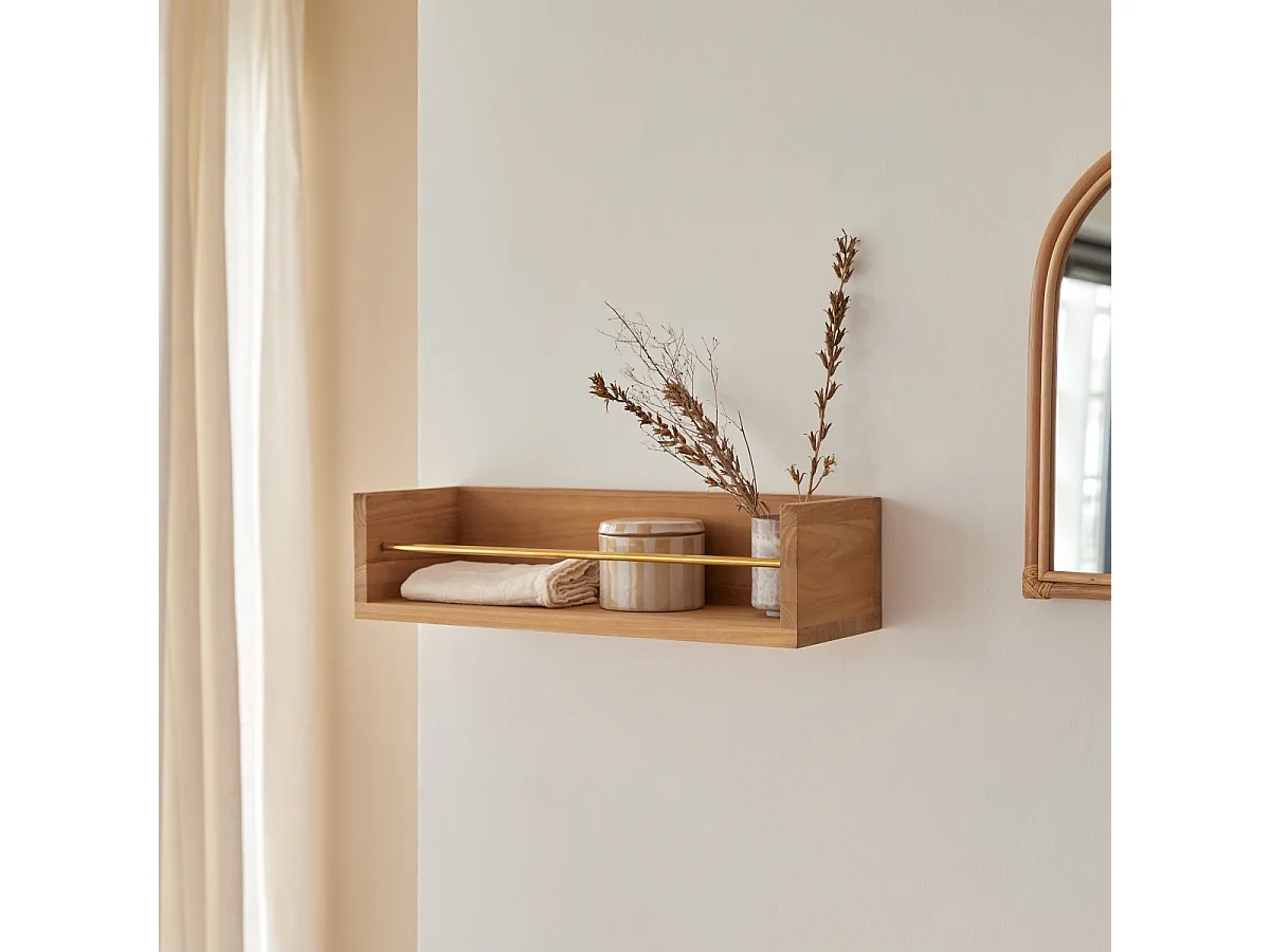 Etagère murale de Salle de Bain en bois de teck Sasha 60