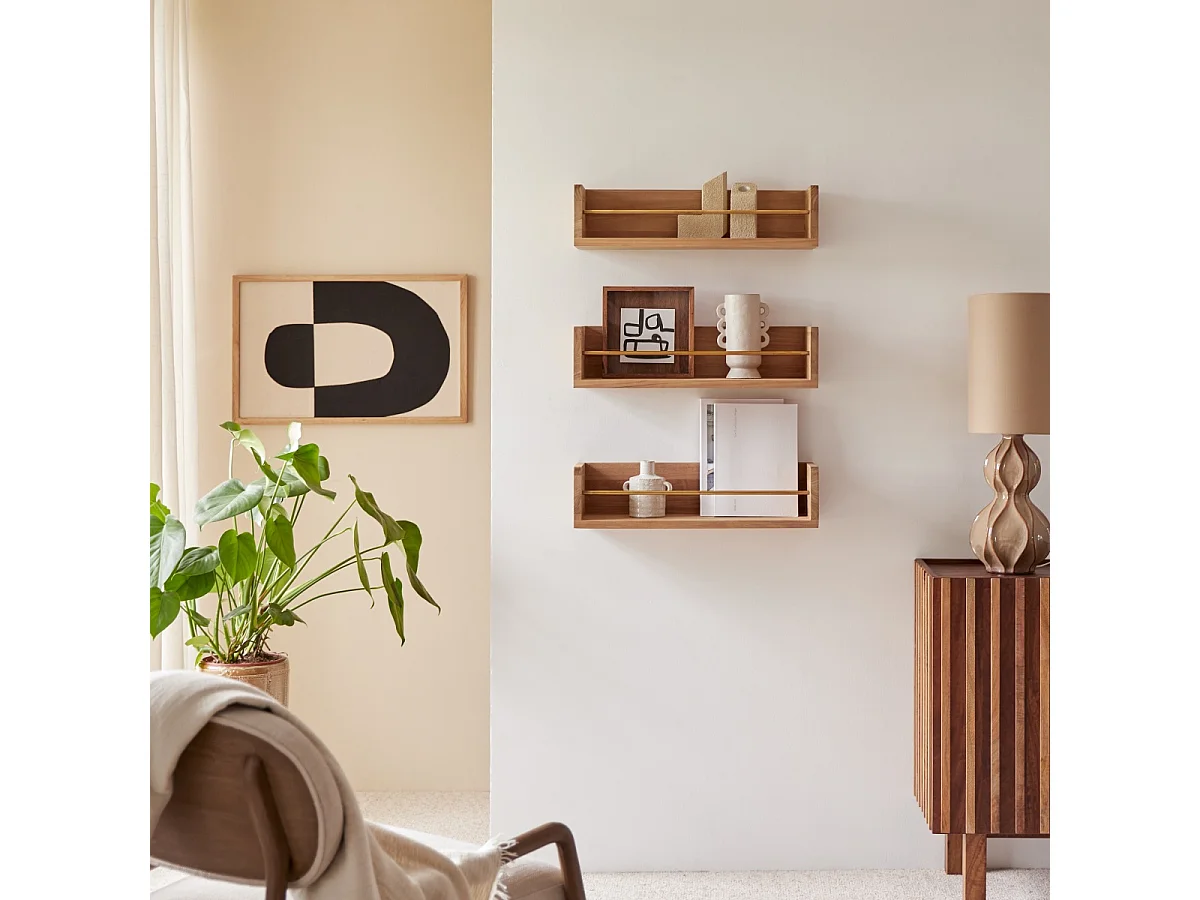 Etagère murale de Salle de Bain en bois de teck Sasha 60