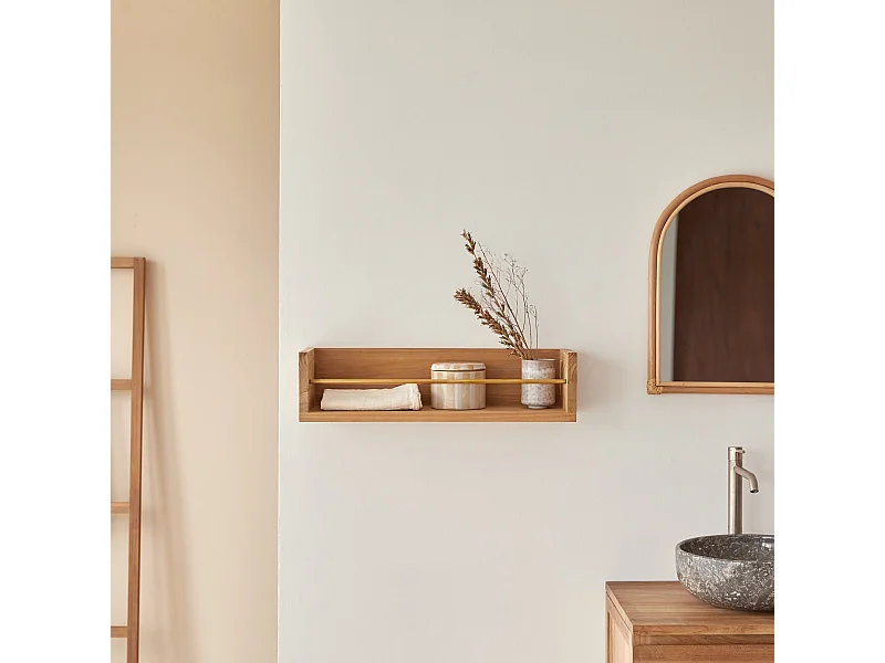 Mensola a parete da bagno in legno di teak Sasha 60