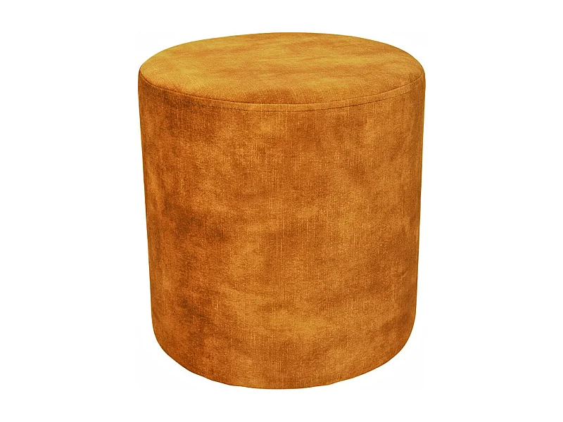 Pouf / Repose-pieds rond D. 32 cm en velours jaune moutarde – JOEL