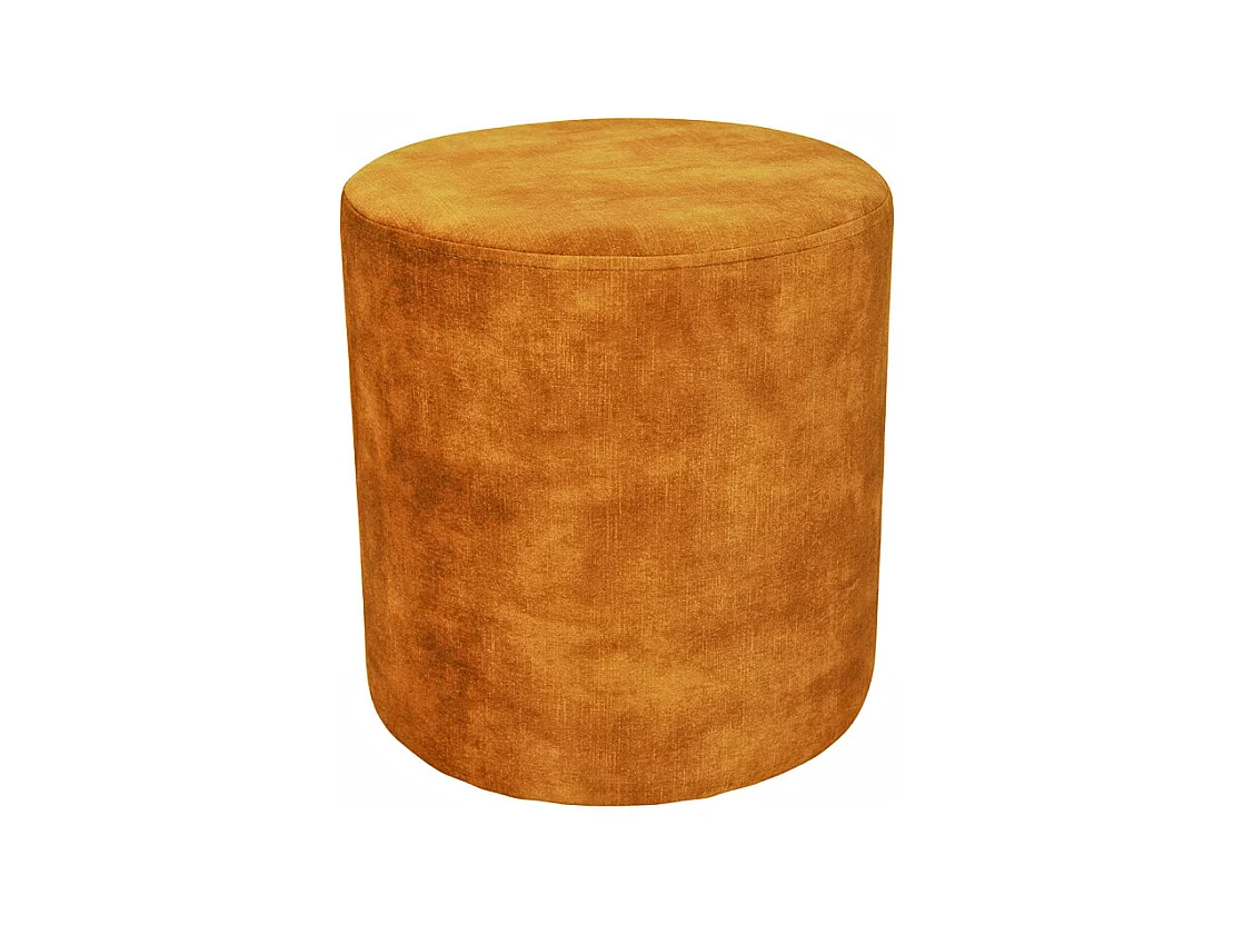 Pouf / Repose-pieds rond D. 32 cm en velours jaune moutarde – JOEL