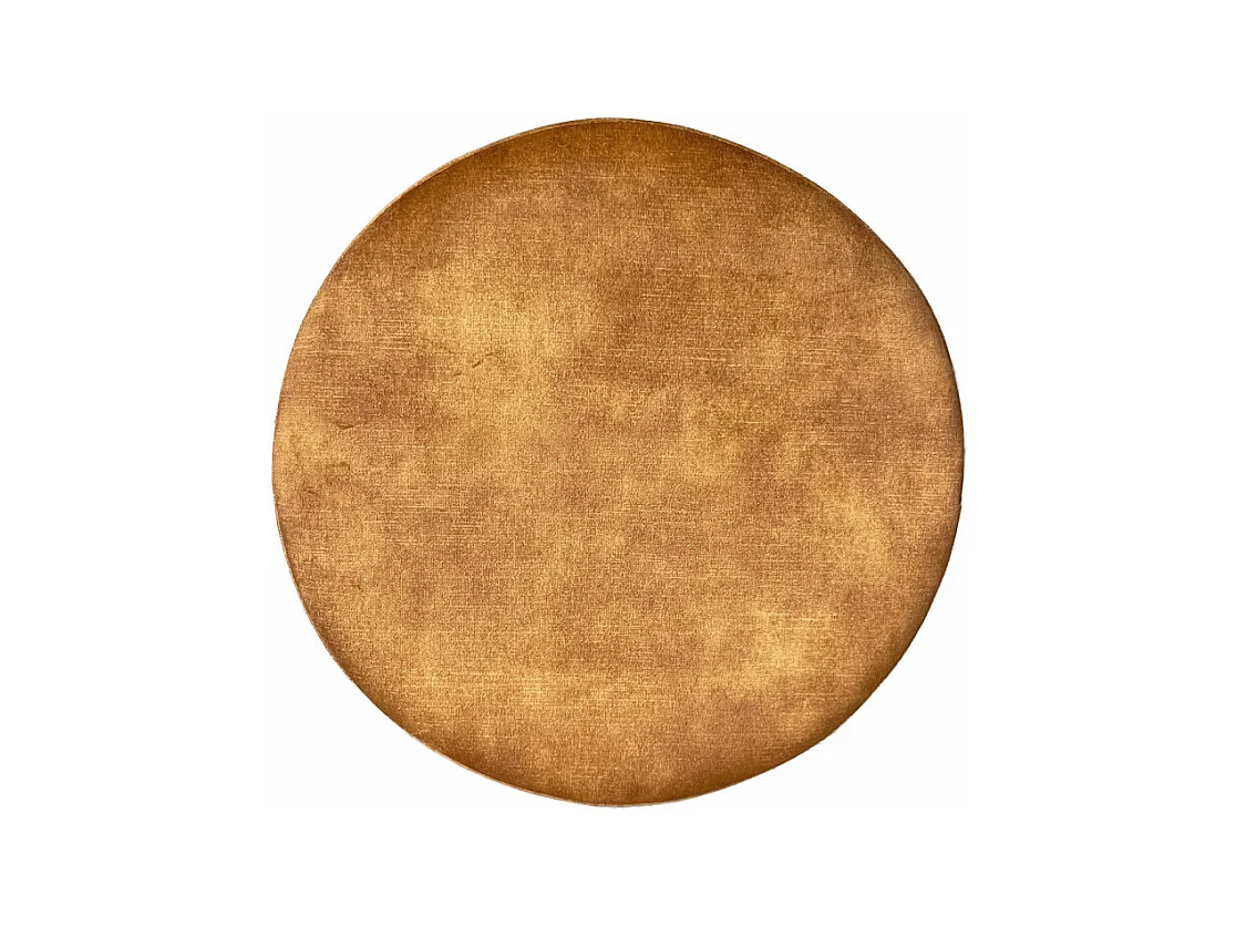 Pouf / Repose-pieds rond D. 32 cm en velours jaune moutarde – JOEL