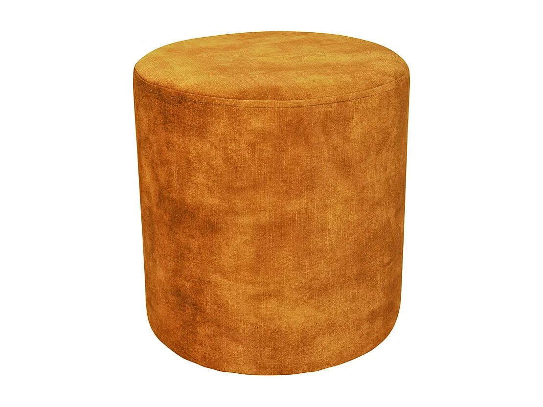 Pouf / Repose-pieds rond D. 32 cm en velours jaune moutarde – JOEL