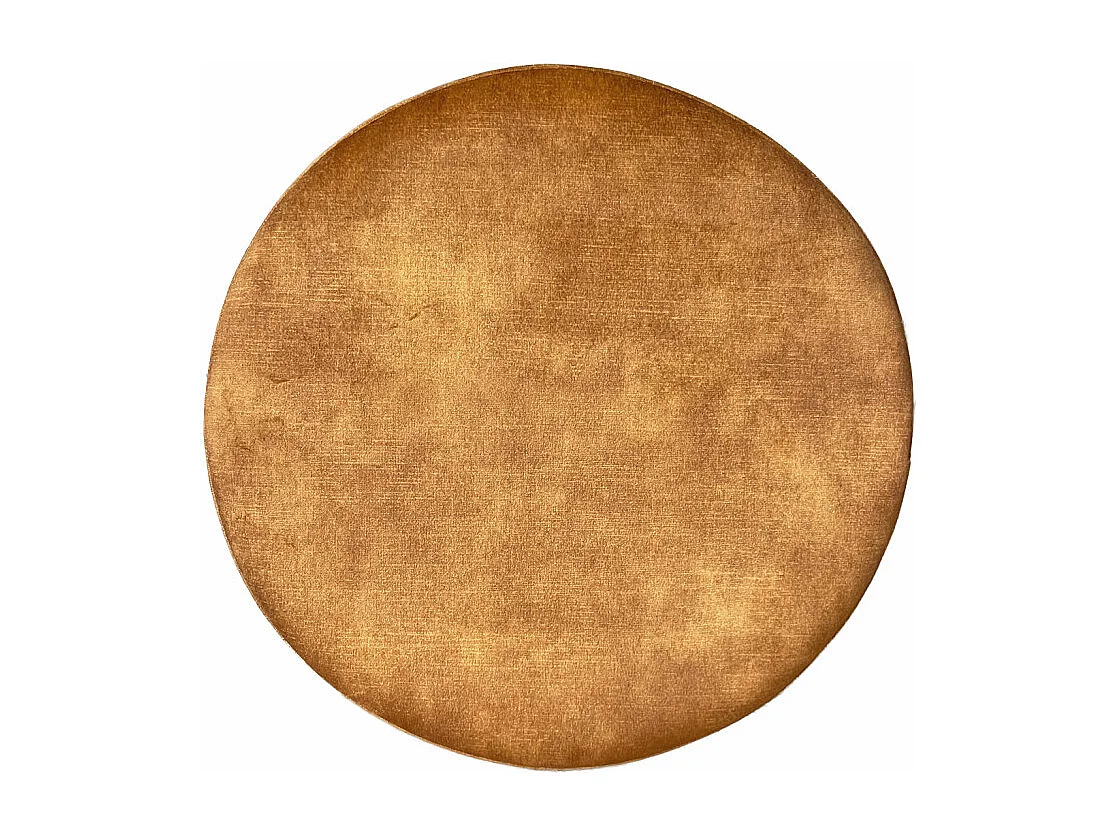 Pouf / Repose-pieds rond D. 32 cm en velours jaune moutarde – JOEL