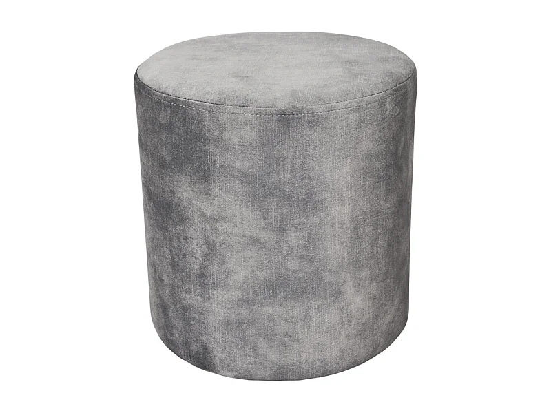 Pouf / Repose-pieds rond D. 32 cm en velours gris clair – JOEL