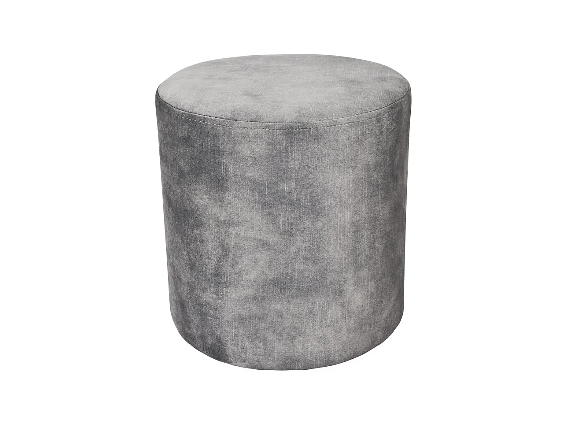 Pouf / Repose-pieds rond D. 32 cm en velours gris clair – JOEL