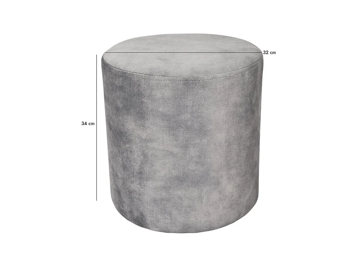 Pouf / Repose-pieds rond D. 32 cm en velours gris clair – JOEL