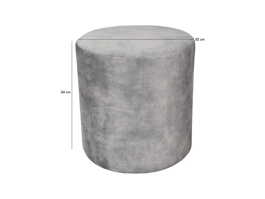 Pouf / Repose-pieds rond D. 32 cm en velours gris clair – JOEL