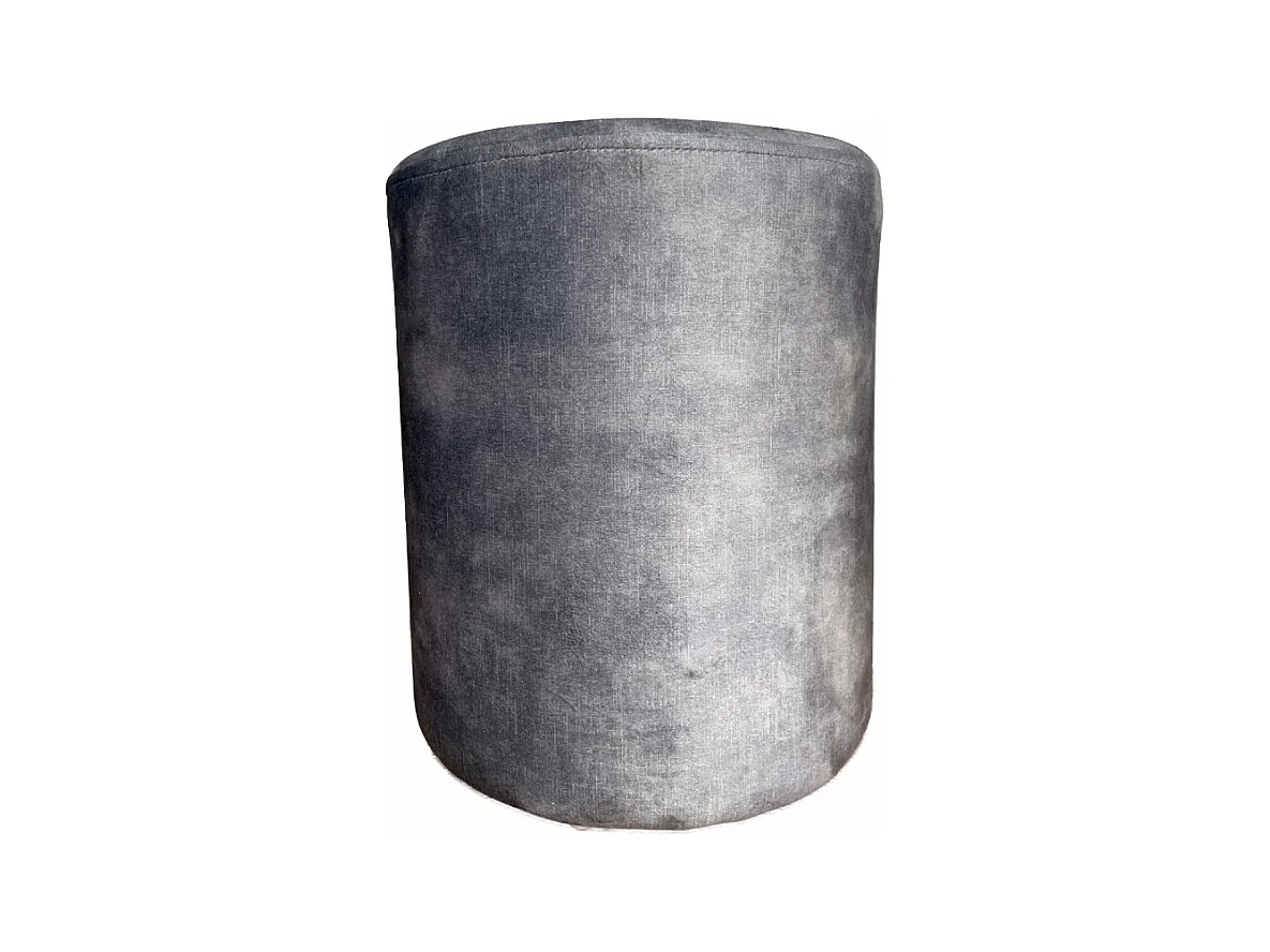 Pouf / Repose-pieds rond D. 32 cm en velours gris clair – JOEL