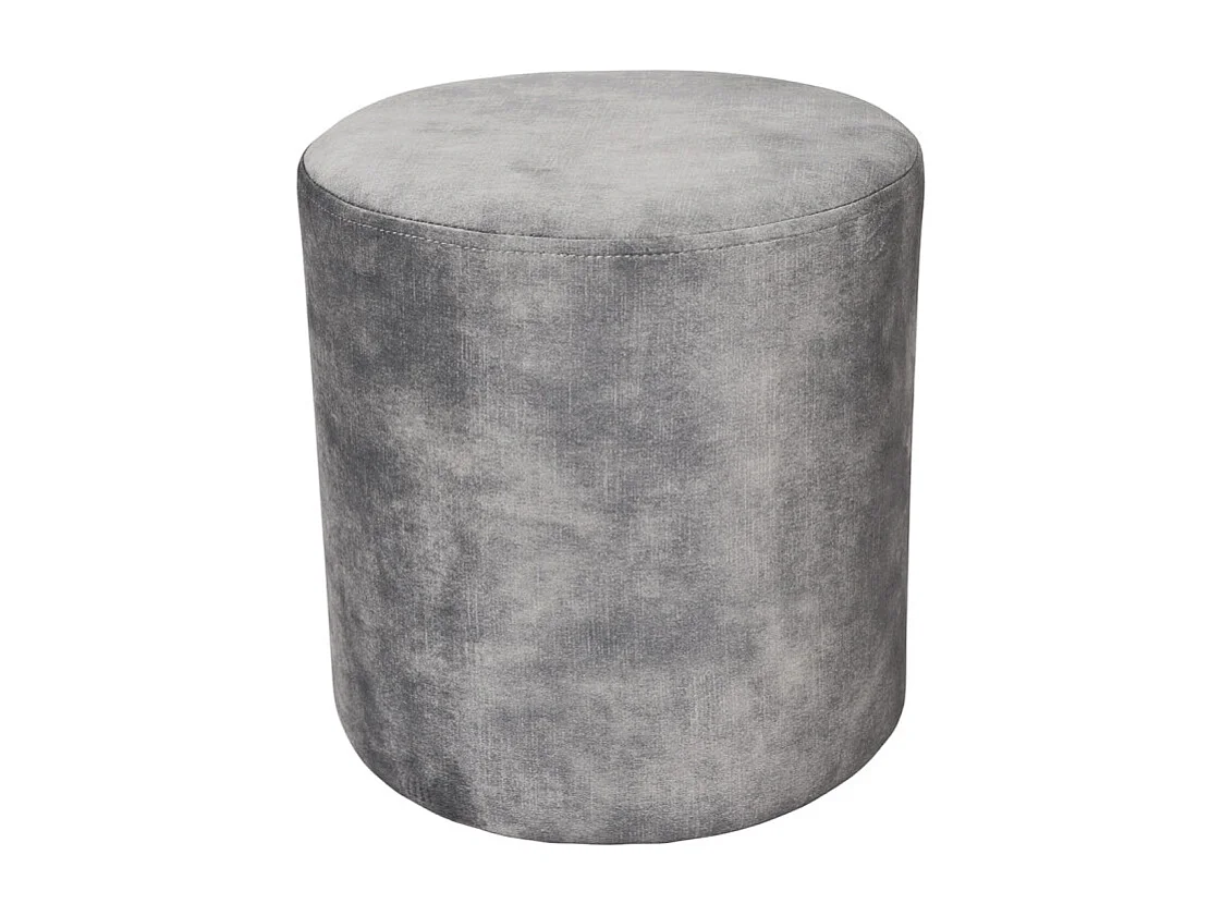 Pouf / Repose-pieds rond D. 32 cm en velours gris clair – JOEL