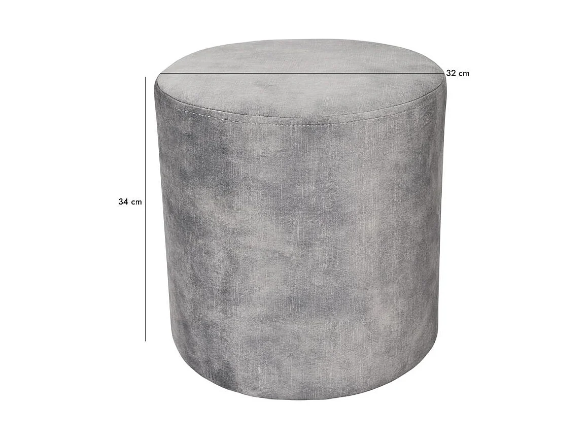 Pouf / Repose-pieds rond D. 32 cm en velours gris clair – JOEL
