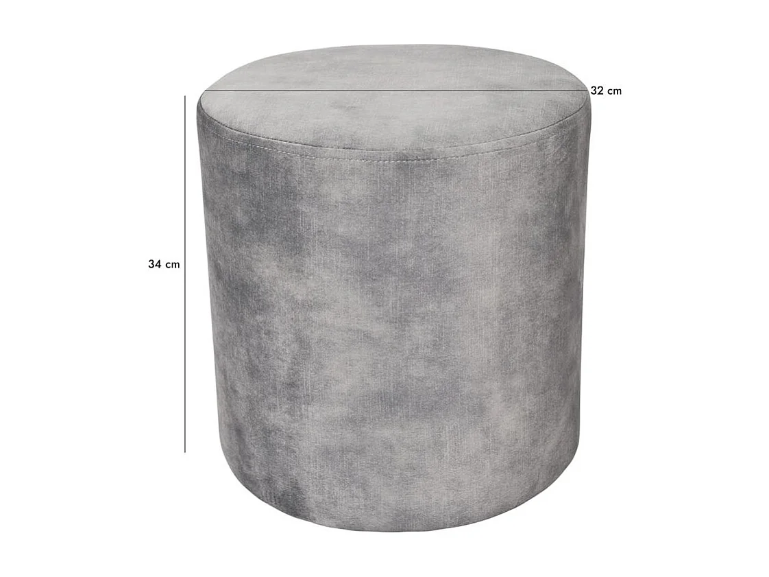 Pouf / Repose-pieds rond D. 32 cm en velours gris clair – JOEL
