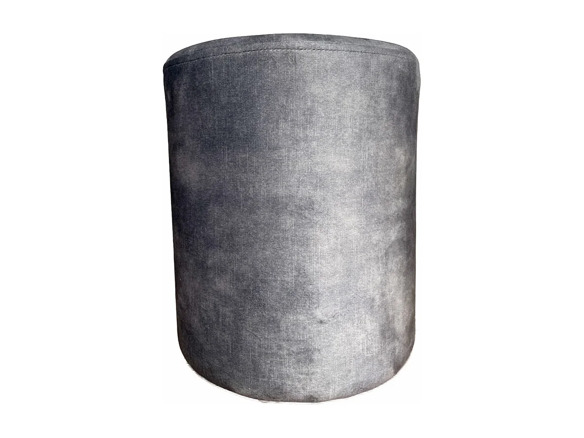 Pouf / Repose-pieds rond D. 32 cm en velours gris clair – JOEL