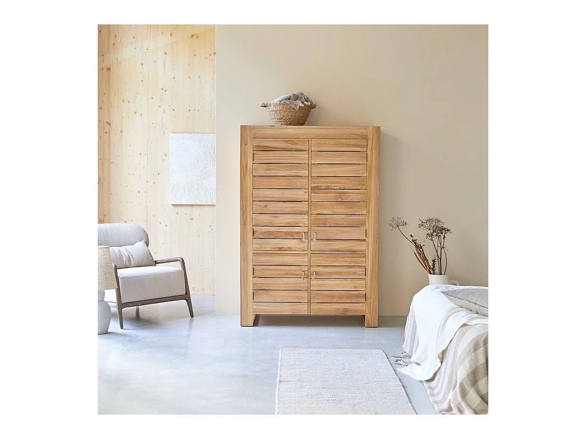 Armadio credenza doppio ante teak tek massello legno 170cm design sala pranzo
