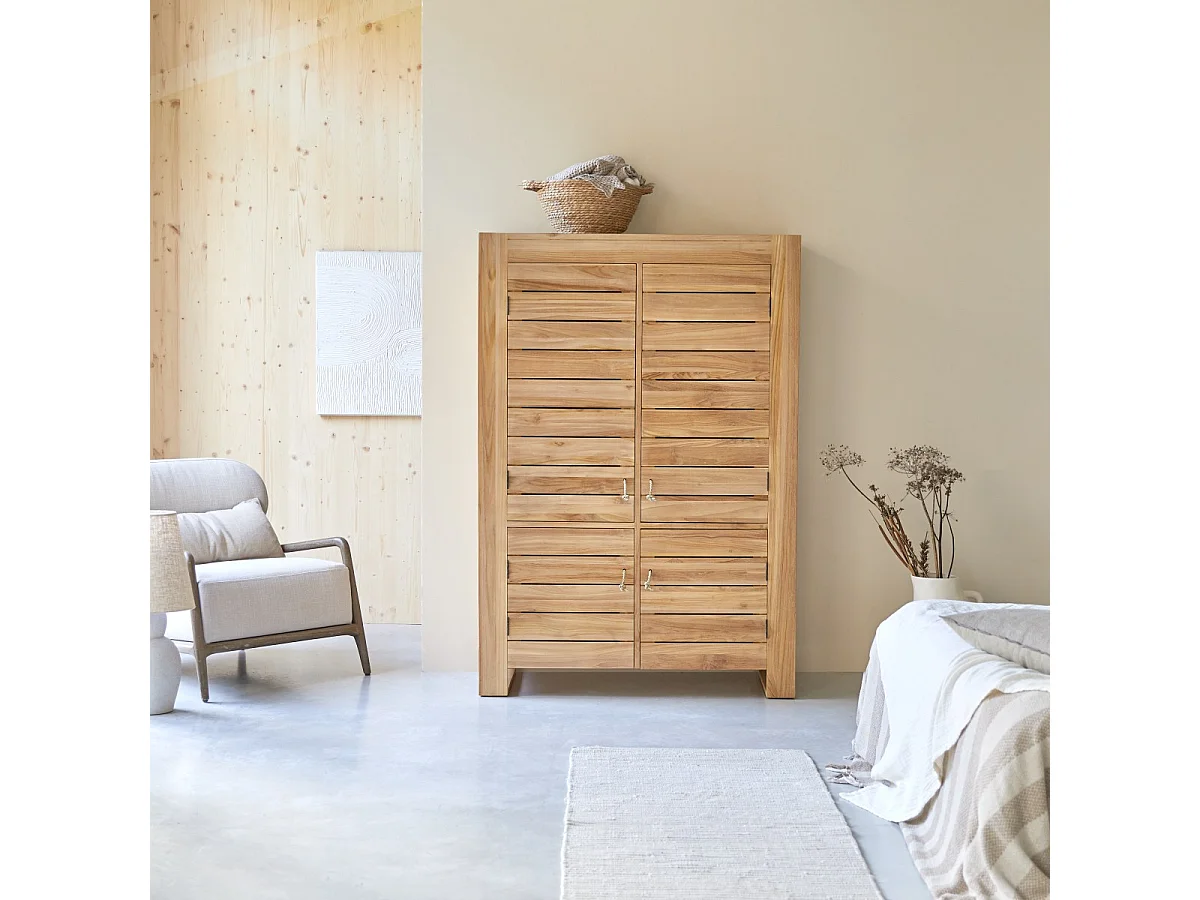 Schrank Schlafzimmer aus massivem Teak 160 cm vier Türen