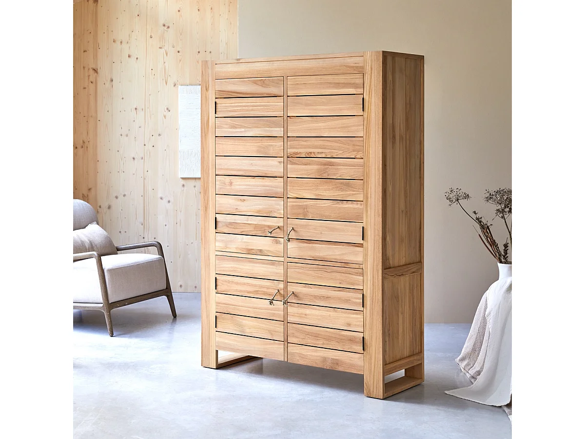Schrank Schlafzimmer aus massivem Teak 160 cm vier Türen