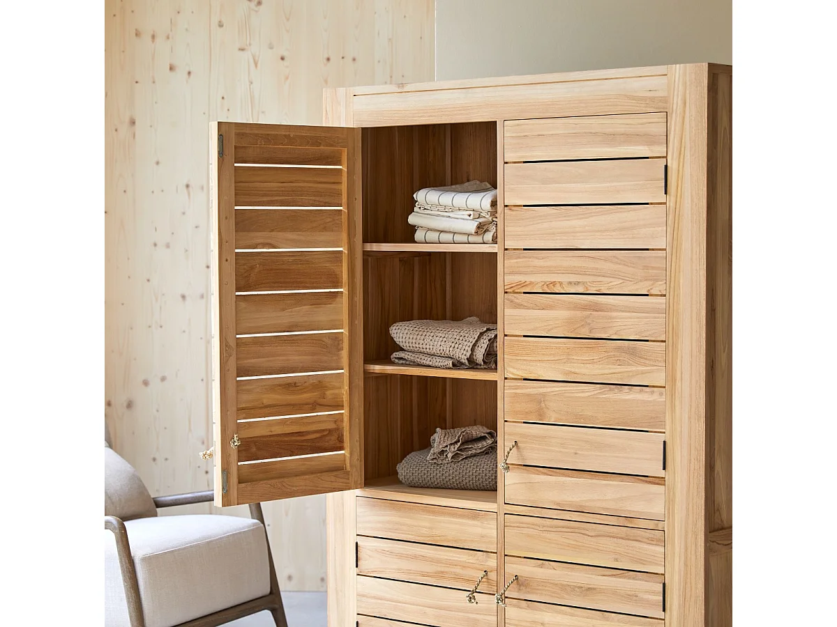 Schrank Schlafzimmer aus massivem Teak 160 cm vier Türen