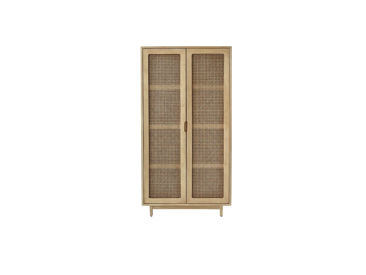 Luis - Solid cabinet in solid elm and cane