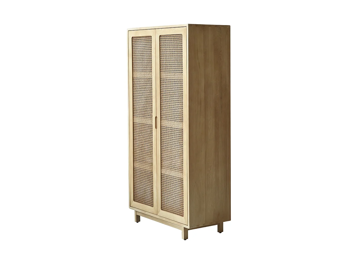 Luis - Solid cabinet in solid elm and cane