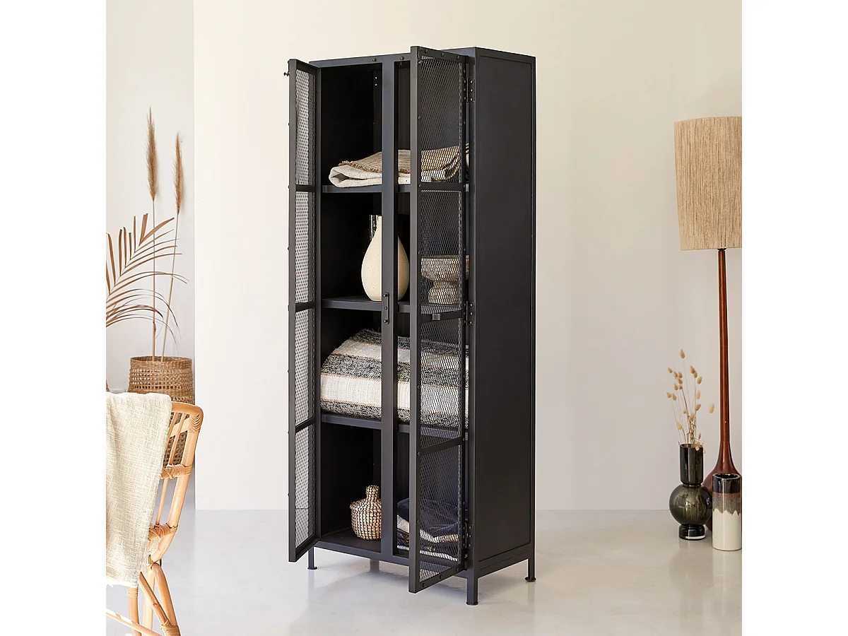 Schrank aus schwarzem Metall 175 industrieller Stil