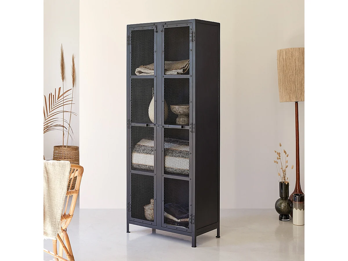 Schrank aus schwarzem Metall 175 industrieller Stil