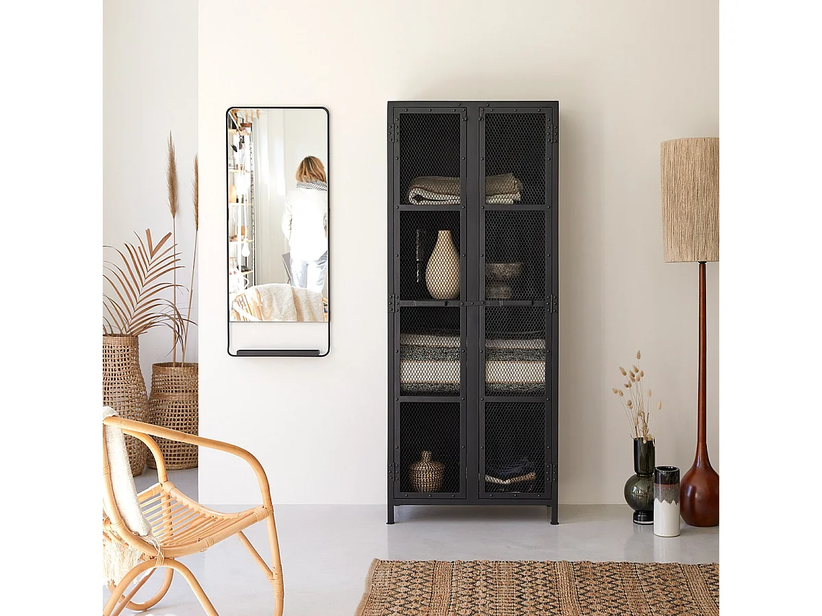 Schrank aus schwarzem Metall 175 industrieller Stil