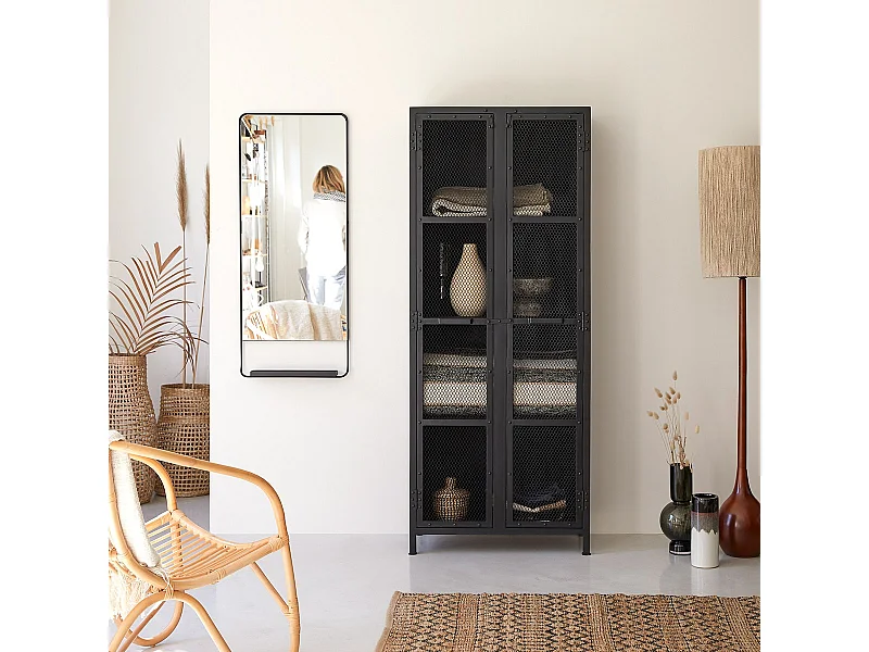 Schrank aus schwarzem Metall 175 industrieller Stil