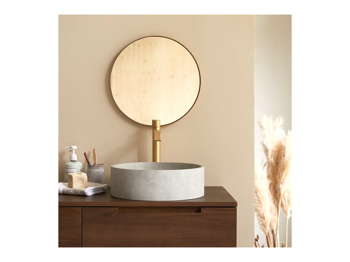 Rundes Waschbecken Gina aus grauem Beton