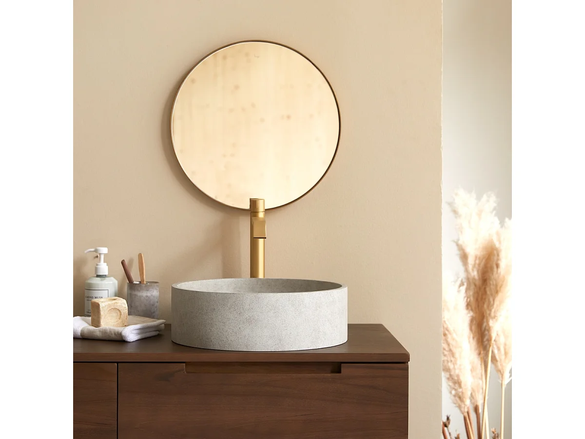 Rundes Waschbecken Gina aus grauem Beton