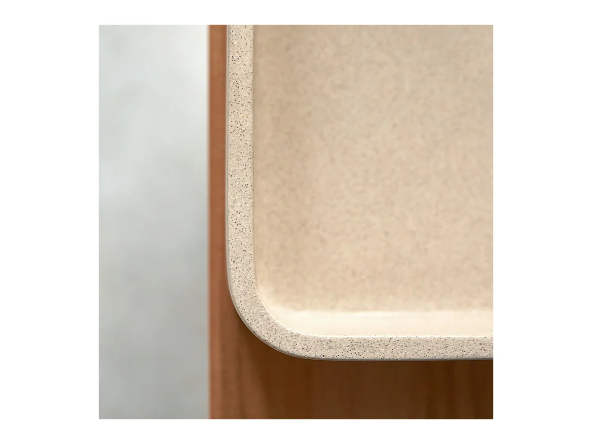 Quadratischer Waschtisch Thais aus cremefarbenem Terrazzo