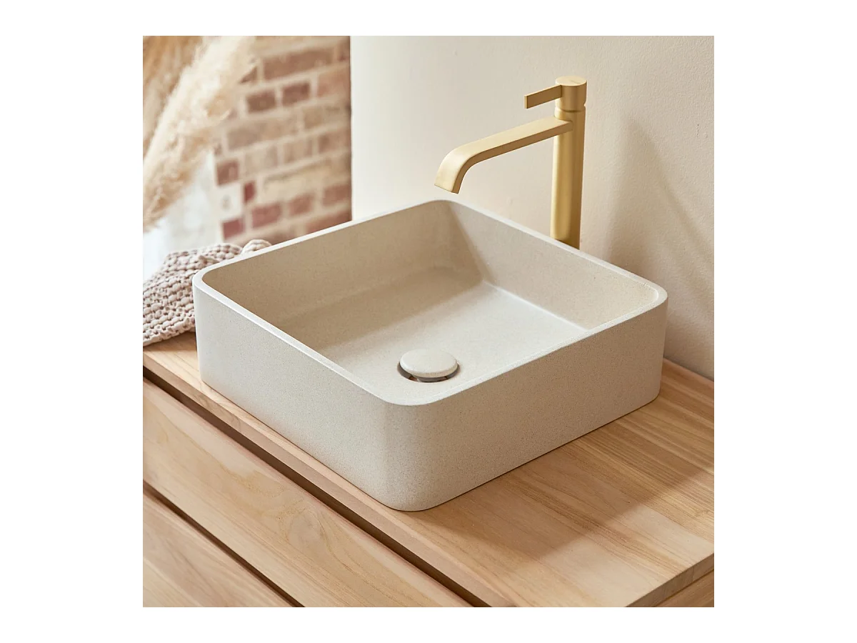 Lavabo quadrato in terrazzo cream Thaïs