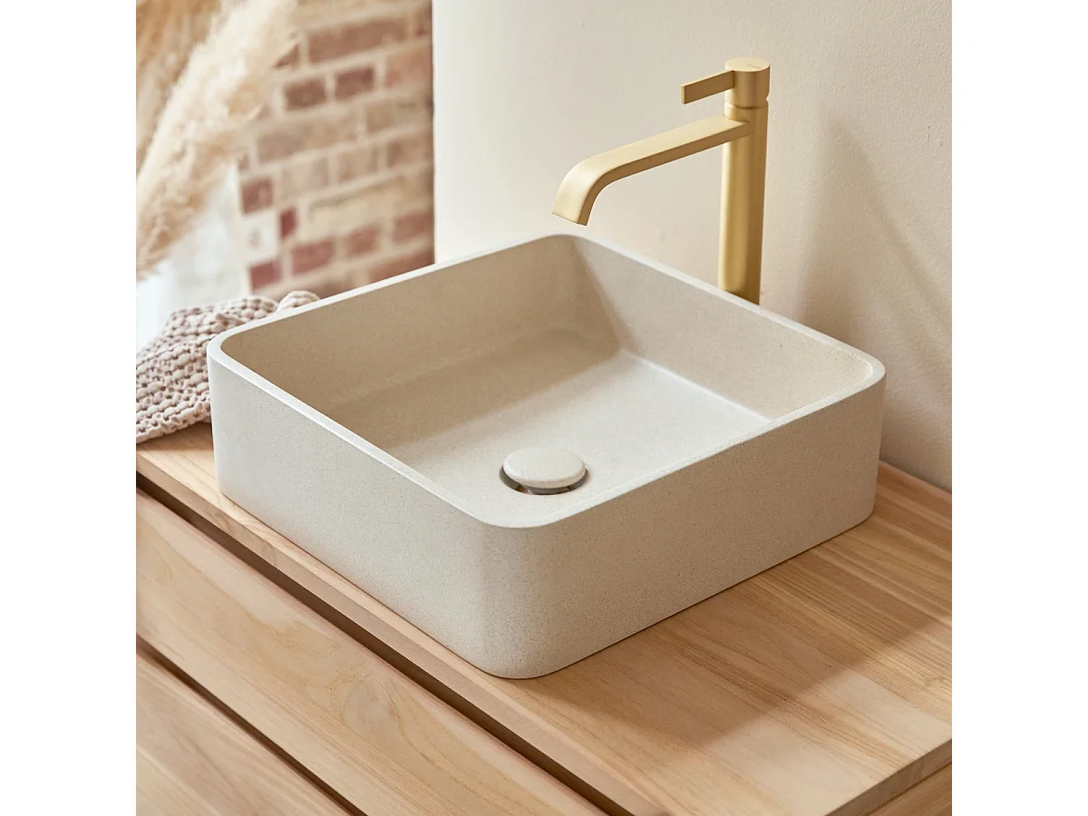 Lavabo quadrato in terrazzo cream Thaïs
