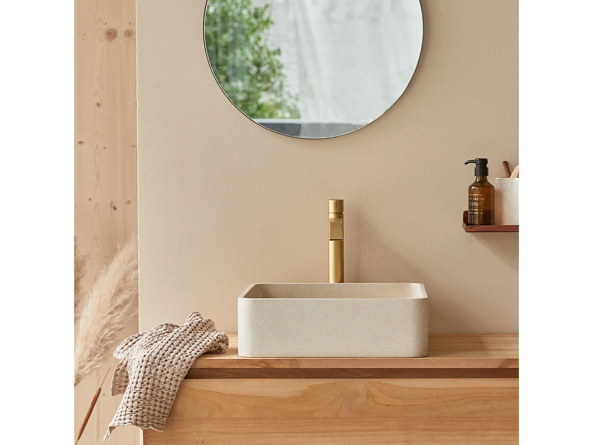 Lavabo quadrato in terrazzo cream Thaïs
