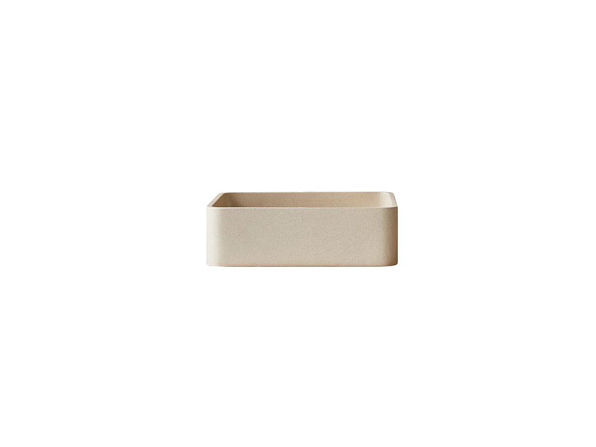 Quadratischer Waschtisch Thais aus cremefarbenem Terrazzo