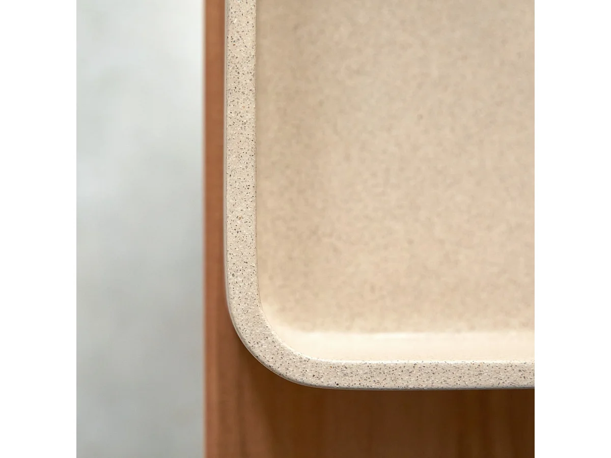 Quadratischer Waschtisch Thais aus cremefarbenem Terrazzo