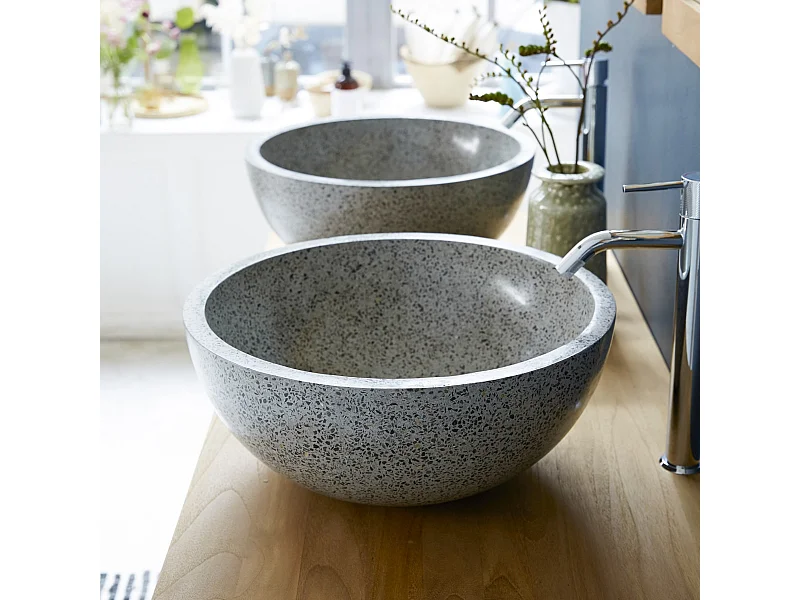Vasque salle de bain en terrazzo Isa grey