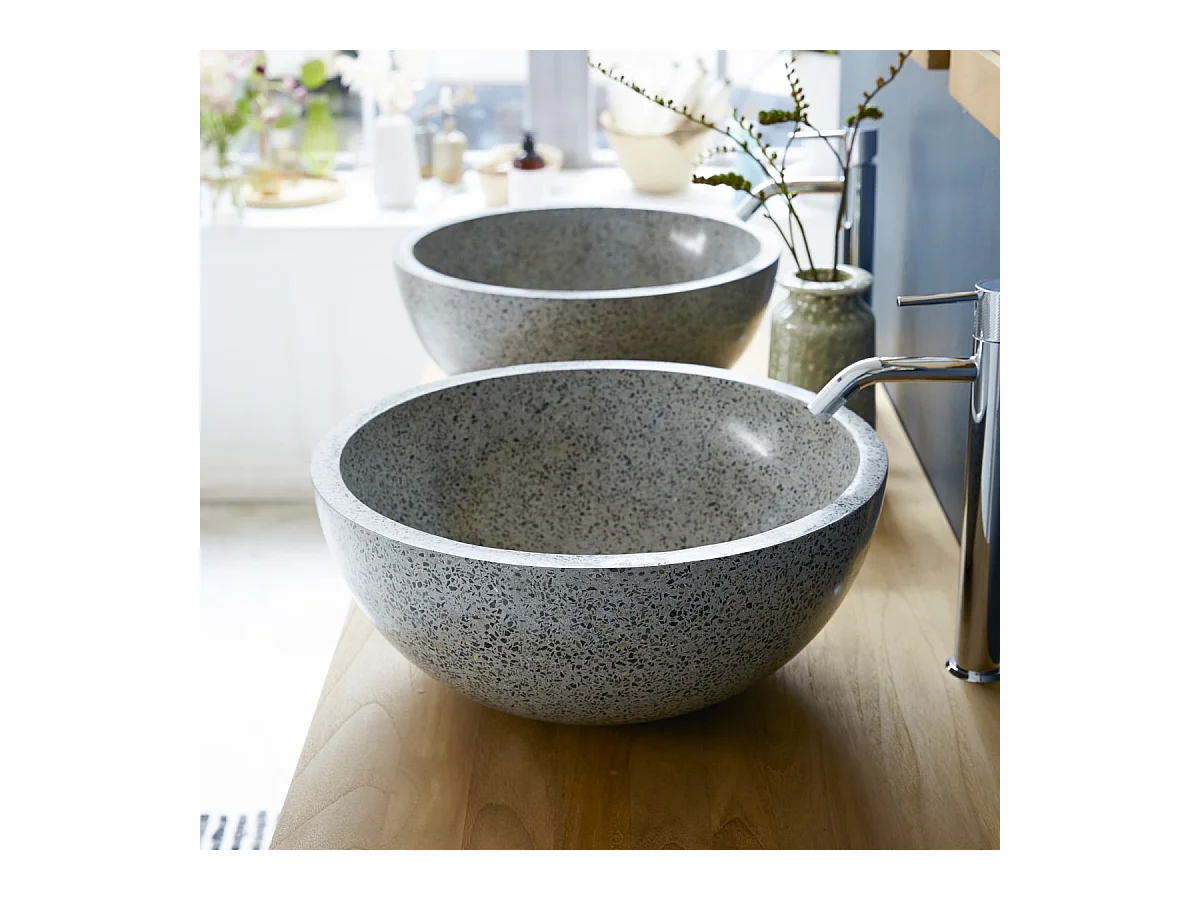 Vasque salle de bain en terrazzo Isa grey