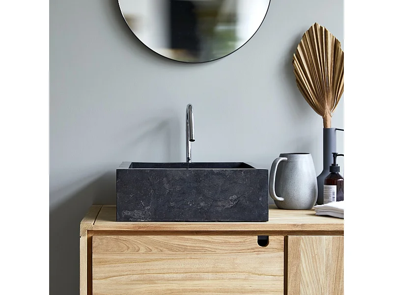 Vasque de salle de bain en marbre Slats dark grey