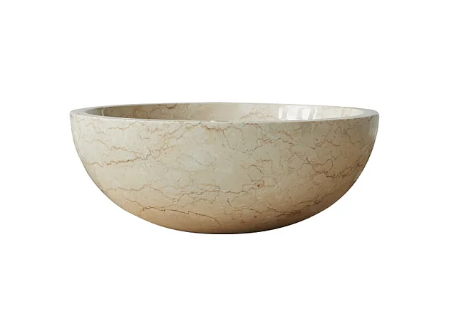 Lavabo da appoggio tondo in marmo chiaro color crema Tikamoon