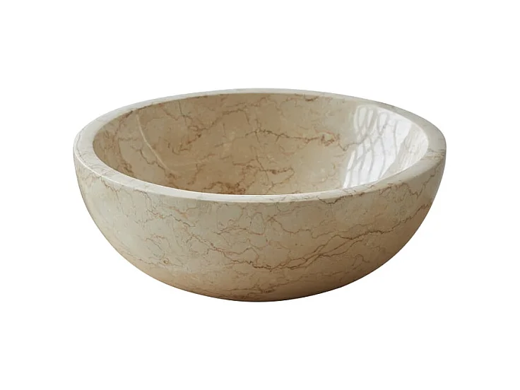 Lavabo da appoggio tondo in marmo chiaro color crema Tikamoon