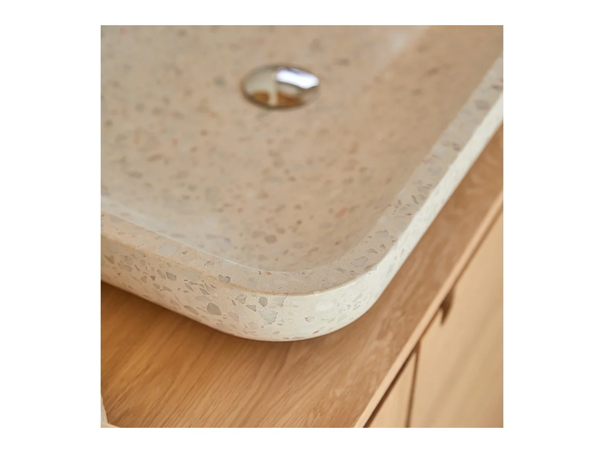 Rechteckiges Waschbecken Cilas aus Premium-Terrazzo Moon