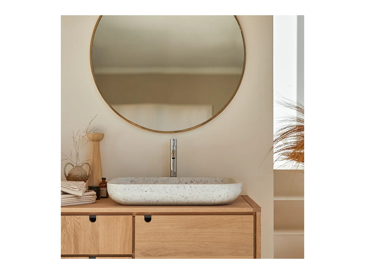 Rechteckiges Waschbecken Cilas aus Premium-Terrazzo Moon